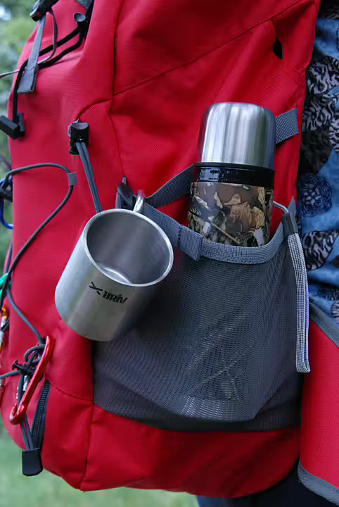 Mugg i rostfritt stål med karbinhake