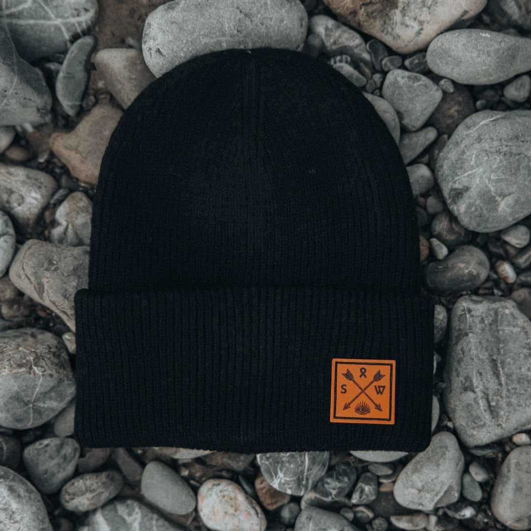 Ribbstickad beanie