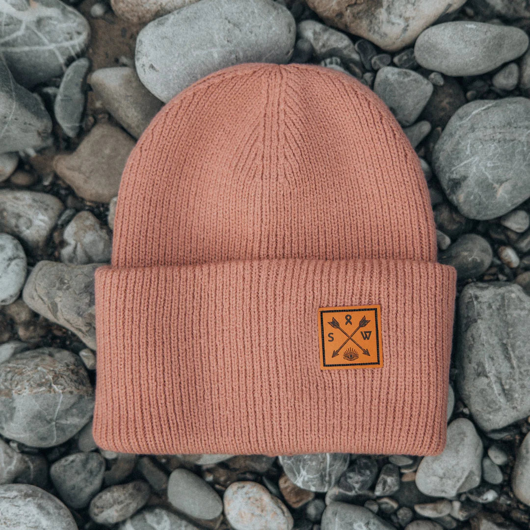Ribbstickad beanie