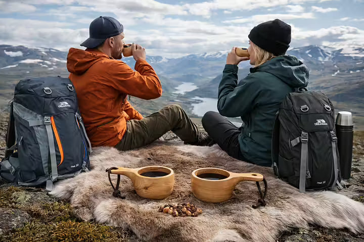 Kåsa i trä med lädersnodd